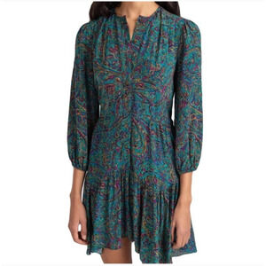 Shoshanna Jordana Paisley Mini Dress 4 Coastal Cowgirl Designer Boho Asymmetric